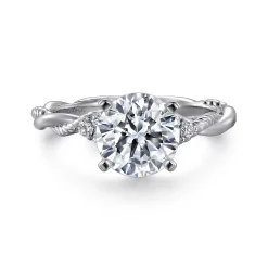 Clearance Gabriel & Co. Catalina - 14K White Gold Twisted Round Diamond Engagement Ring