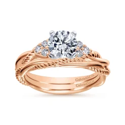 Discount Gabriel & Co. Catalina - 14K White-Rose Gold Round Diamond Twisted Engagement Ring