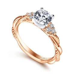 Discount Gabriel & Co. Catalina - 14K White-Rose Gold Round Diamond Twisted Engagement Ring