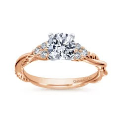 Discount Gabriel & Co. Catalina - 14K White-Rose Gold Round Diamond Twisted Engagement Ring