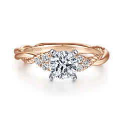 Discount Gabriel & Co. Catalina - 14K White-Rose Gold Round Diamond Twisted Engagement Ring