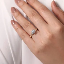 Discount Gabriel & Co. Catalina - 14K White-Rose Gold Round Diamond Twisted Engagement Ring