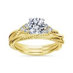 Outlet Gabriel & Co. Catalina - 14K White-Yellow Gold Round Diamond Twisted Engagement Ring