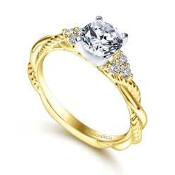 Outlet Gabriel & Co. Catalina - 14K White-Yellow Gold Round Diamond Twisted Engagement Ring