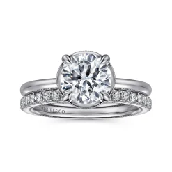 Hot Gabriel & Co. Catallina - 14K White Gold Bezel Prong Round Diamond Engagement Ring