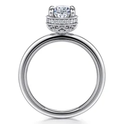 New Gabriel & Co. Catallina - 14K White Gold Bezel Prong Oval Diamond Engagement Ring