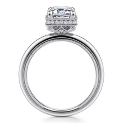 Sale Gabriel & Co. Catallina - 14K White Gold Bezel Prong Emerald Cut Diamond Engagement Ring