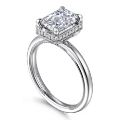 Sale Gabriel & Co. Catallina - 14K White Gold Bezel Prong Emerald Cut Diamond Engagement Ring