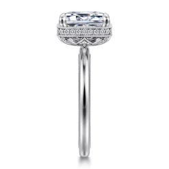 Sale Gabriel & Co. Catallina - 14K White Gold Bezel Prong Emerald Cut Diamond Engagement Ring