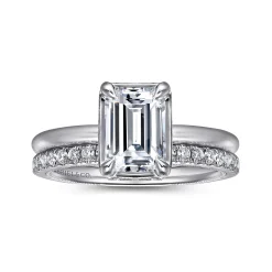 Gabriel & Co. Catallina - 14K White Gold Bezel Prong Emerald Cut Diamond Engagement Ring