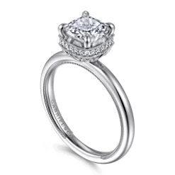 Outlet Gabriel & Co. Catallina - 14K White Gold Cushion Bezel Prong Diamond Engagement Ring