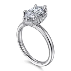 Discount Gabriel & Co. Catallina - 14K White Gold Marquise Shape Bezel Prong Diamond Engagement Ring