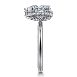 Discount Gabriel & Co. Catallina - 14K White Gold Pear Shape Bezel Prong Diamond Engagement Ring