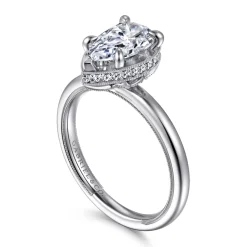 Discount Gabriel & Co. Catallina - 14K White Gold Pear Shape Bezel Prong Diamond Engagement Ring
