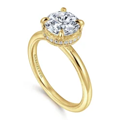 Best Gabriel & Co. Catallina - 14K Yellow Gold Bezel Prong Round Diamond Engagement Ring