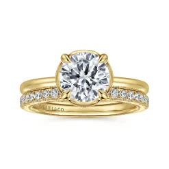 Best Gabriel & Co. Catallina - 14K Yellow Gold Bezel Prong Round Diamond Engagement Ring