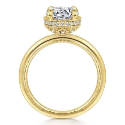 Best Gabriel & Co. Catallina - 14K Yellow Gold Bezel Prong Round Diamond Engagement Ring