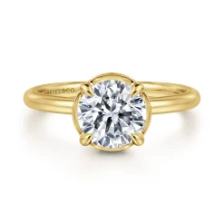 Best Gabriel & Co. Catallina - 14K Yellow Gold Bezel Prong Round Diamond Engagement Ring