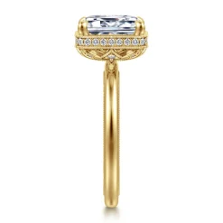 Clearance Gabriel & Co. Catallina - 14K Yellow Gold Bezel Prong Emerald Cut Diamond Engagement Ring
