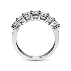 Hot Gabriel & Co. Catania - 14K White Gold Princess Cut 7 Stone Prong Set Diamond Wedding Band - 1.5 ct