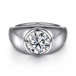 New Gabriel & Co. Caya - 14K White Gold Round Diamond Engagement Ring