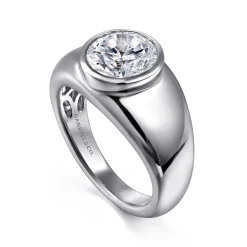 New Gabriel & Co. Caya - 14K White Gold Round Diamond Engagement Ring