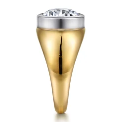 Clearance Gabriel & Co. Caya - 14K White-Yellow Gold Round Diamond Engagement Ring