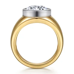Clearance Gabriel & Co. Caya - 14K White-Yellow Gold Round Diamond Engagement Ring