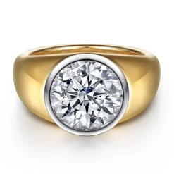Clearance Gabriel & Co. Caya - 14K White-Yellow Gold Round Diamond Engagement Ring