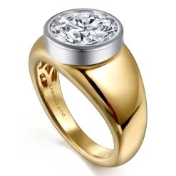 Clearance Gabriel & Co. Caya - 14K White-Yellow Gold Round Diamond Engagement Ring