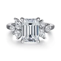 Outlet Gabriel & Co. Caye - 14K White Gold Emerald Cut Diamond Engagement Ring