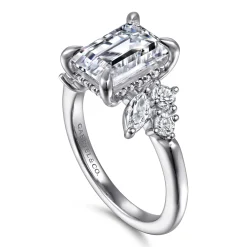 Outlet Gabriel & Co. Caye - 14K White Gold Emerald Cut Diamond Engagement Ring