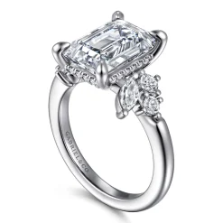 Clearance Gabriel & Co. Caye - 14K White Gold Emerald Cut Diamond Engagement Ring