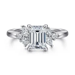 Outlet Gabriel & Co. Caye - 14K White Gold Emerald Cut Diamond Engagement Ring