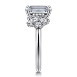 New Gabriel & Co. Caye - 14K White Gold Emerald Cut Diamond Engagement Ring