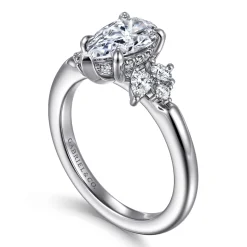 Hot Gabriel & Co. Caye - 14K White Gold Pear Shape Diamond Engagement Ring