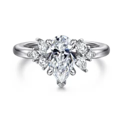 Hot Gabriel & Co. Caye - 14K White Gold Pear Shape Diamond Engagement Ring