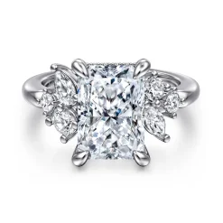 Hot Gabriel & Co. Caye - 14K White Gold Radiant Cut Diamond Engagement Ring