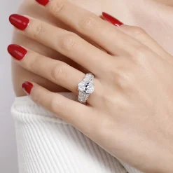 Gabriel & Co. Cayte - 14K White Gold Floral Oval Diamond Engagement Ring