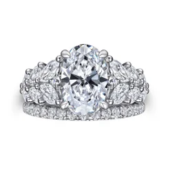 Gabriel & Co. Cayte - 14K White Gold Floral Oval Diamond Engagement Ring