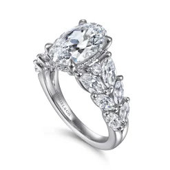 Gabriel & Co. Cayte - 14K White Gold Floral Oval Diamond Engagement Ring