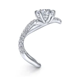 New Gabriel & Co. Celestial - 14K White Gold Free Form Round Diamond Engagement Ring