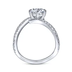 New Gabriel & Co. Celestial - 14K White Gold Free Form Round Diamond Engagement Ring