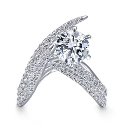 New Gabriel & Co. Celestial - 14K White Gold Free Form Round Diamond Engagement Ring