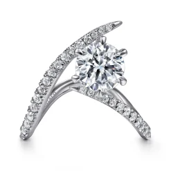 New Gabriel & Co. Celestial - 14K White Gold Free Form Round Diamond Engagement Ring