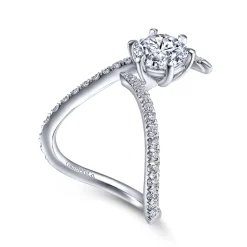 New Gabriel & Co. Celestial - 14K White Gold Free Form Round Diamond Engagement Ring