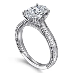 Online Gabriel & Co. Celestiana - Vintage Inspired 14K White Gold Oval Solitaire Engagement Ring