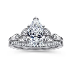 Clearance Gabriel & Co. Celia - 14K White Gold Pear Shape Diamond Engagement Ring