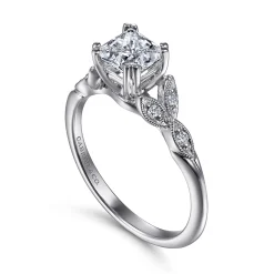Clearance Gabriel & Co. Celia - 14K White Gold Princess Cut Diamond Engagement Ring