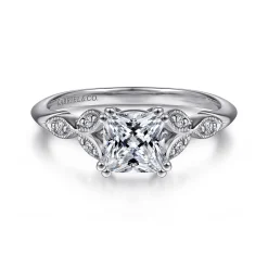 Clearance Gabriel & Co. Celia - 14K White Gold Princess Cut Diamond Engagement Ring
